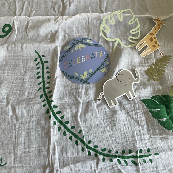 C. R. Gibson Baby Jungle / Safari Muslin Month Milestone Blanket - Picture 8 of 8